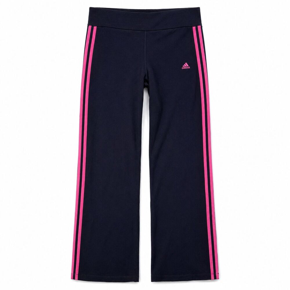 Adidas Track Pants Women XL Purple Pink Stripe Wide Leg Flare Athleisure Y2K